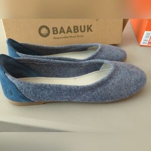 BAABUK Blue Wool Suede Ballerina Womens Shoes Flats